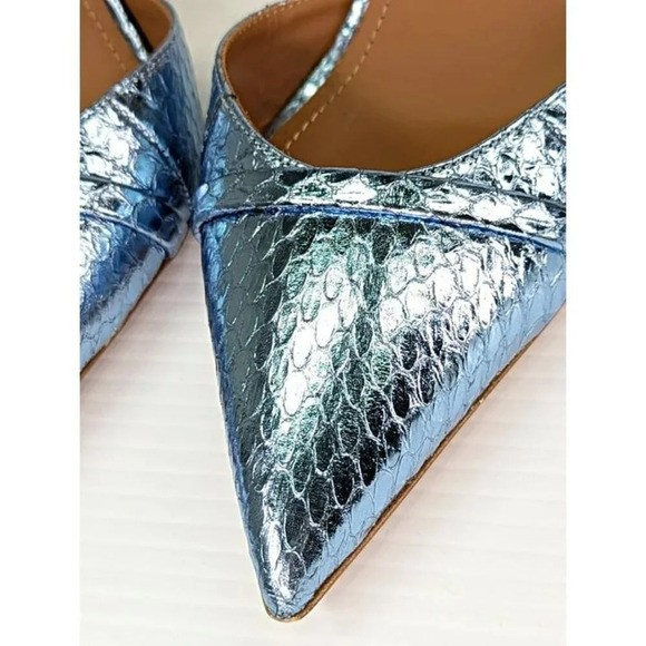 Malone Souliers Women's Uma 90 Pointed Toe Mules Heel Steel Size 37.5 MSRP $775 - Picture 7 of 12